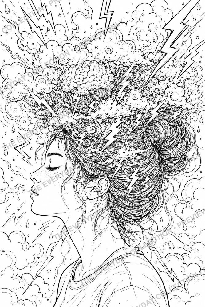 Mental Health Colouring Pages, Set of Six printable preview